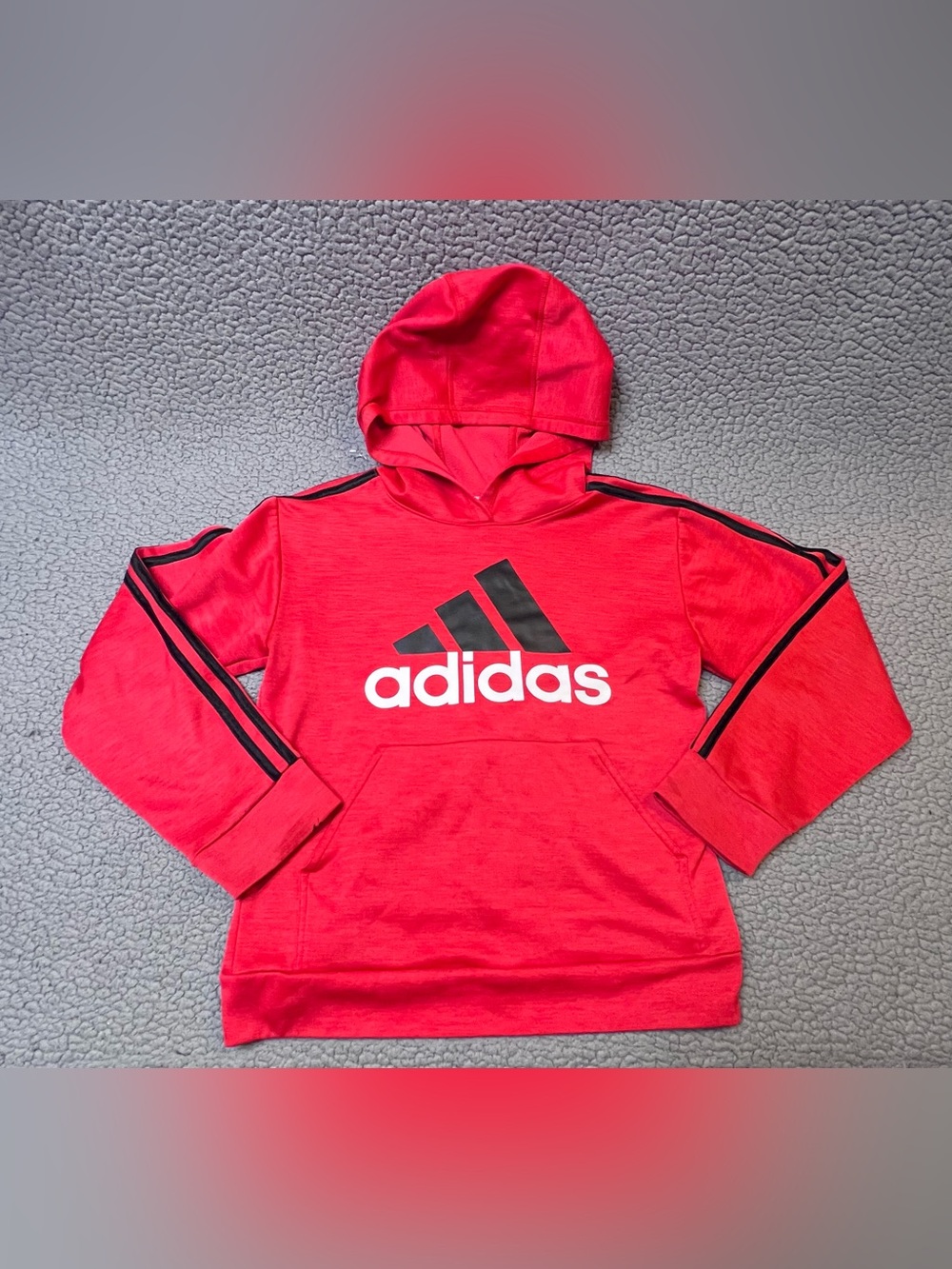 Adidas Little Boys Pullover Hoodie Size Medium Red And Black Long Sleeve